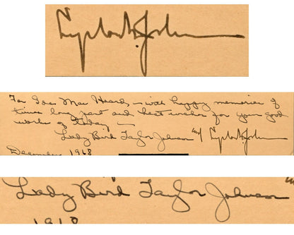 President Lyndon B. Johnson & Lady Bird Signed Photograph PSA Mint 9 Autograph