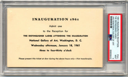 President John F. Kennedy Inauguration "Distinguished Ladies" Ticket PSA 9 Pop 2