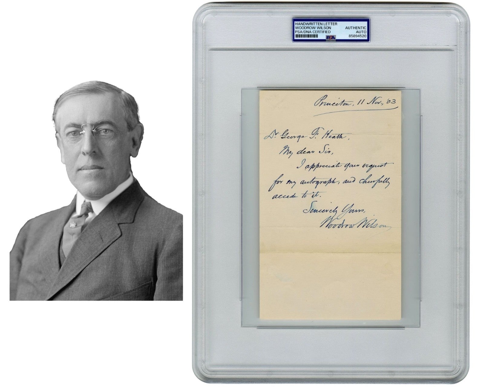 Rare President Woodrow Wilson ALS Handwritten Letter PSA Auto - Near Impossible!
