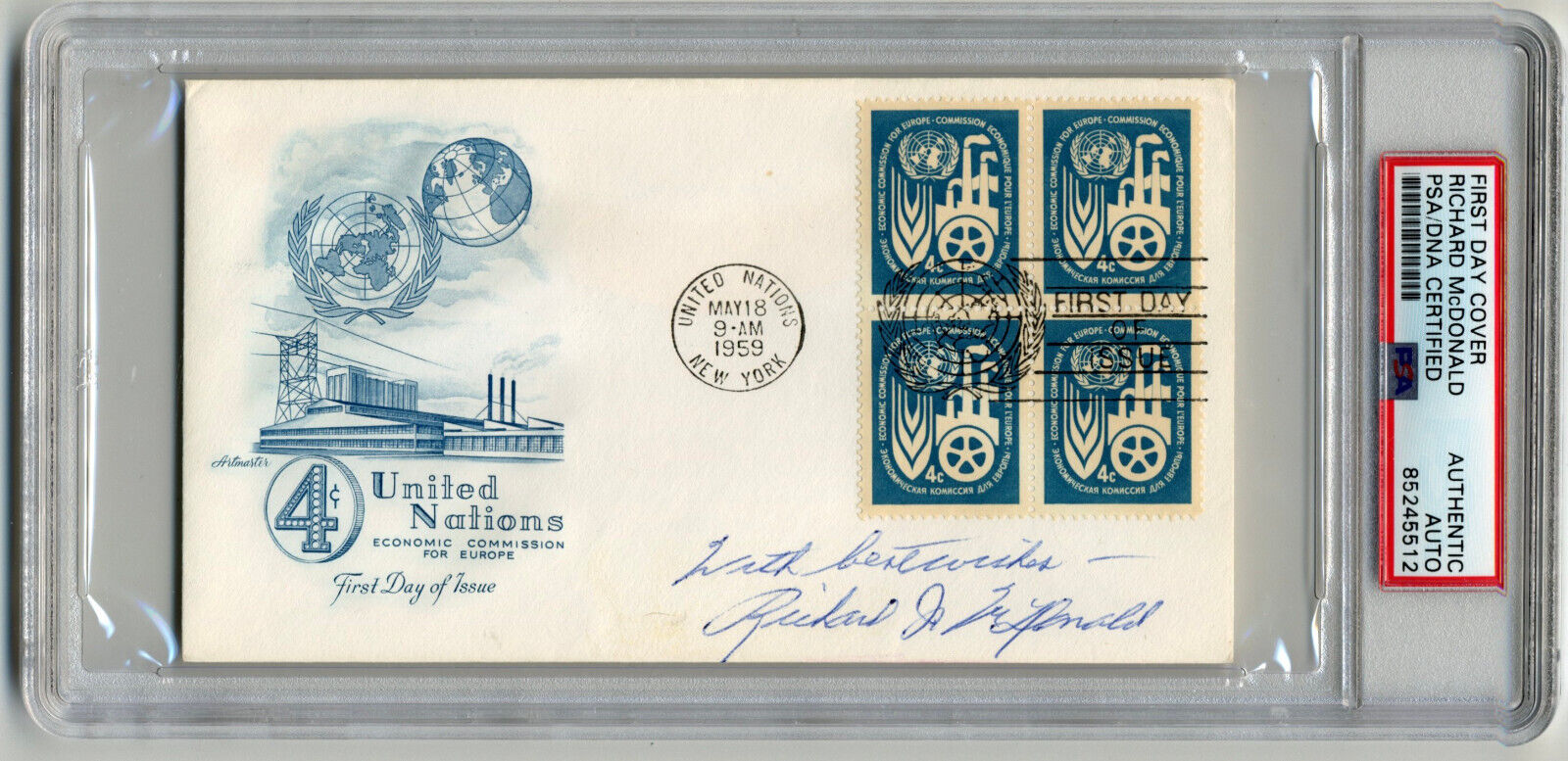 McDonalds Founder Richard J. McDonald Signed FDC PSA DNA