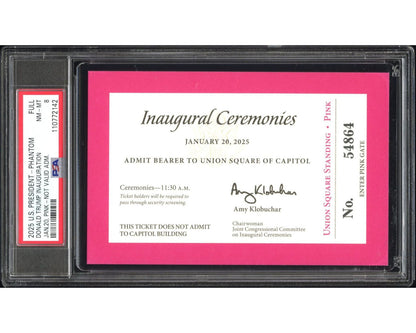 2025 President Donald Trump Inauguration Ceremony Purple Ticket PSA 8 NM-MT