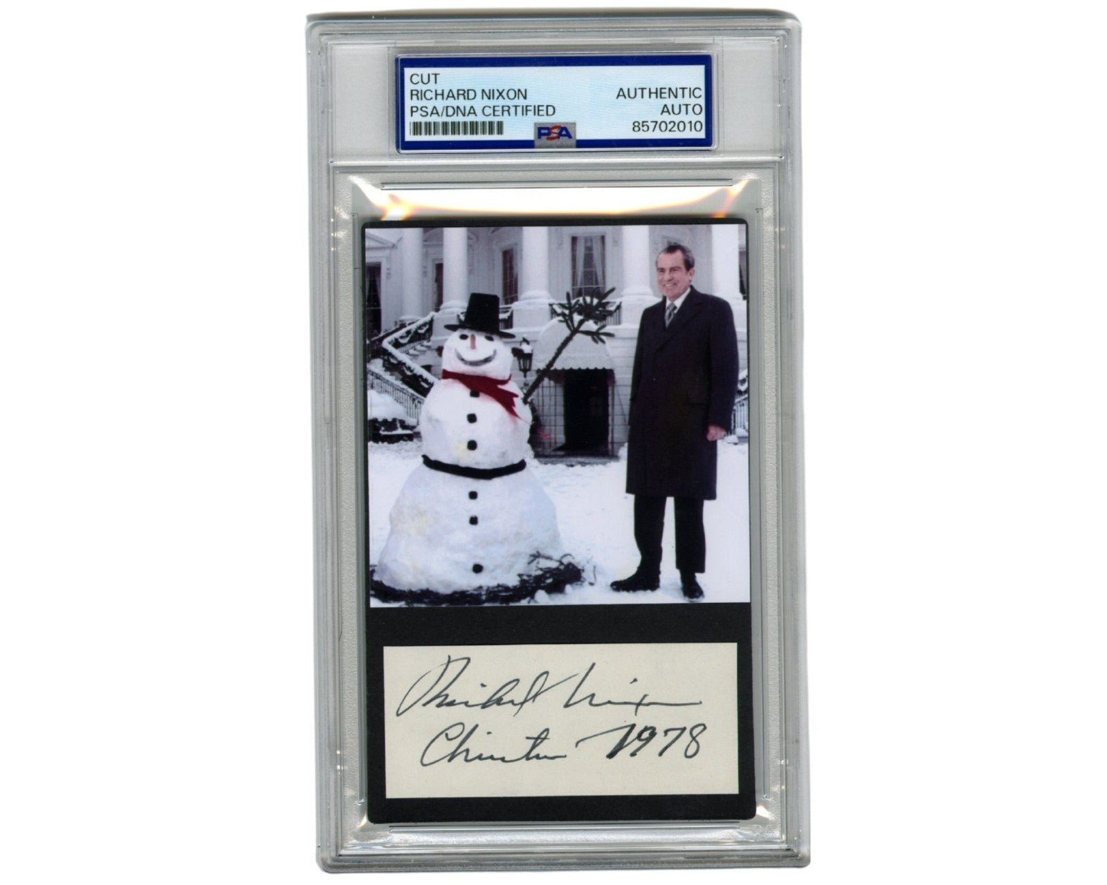President Richard Nixon Unique Signed Cut Christmas Display - PSA Auto