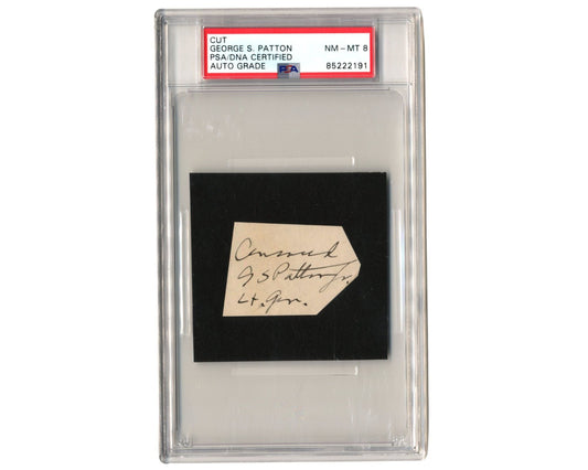 General George S. Patton Gorgeous Signed Cut! "Command" & "Lt. Gen" PSA 8 Auto