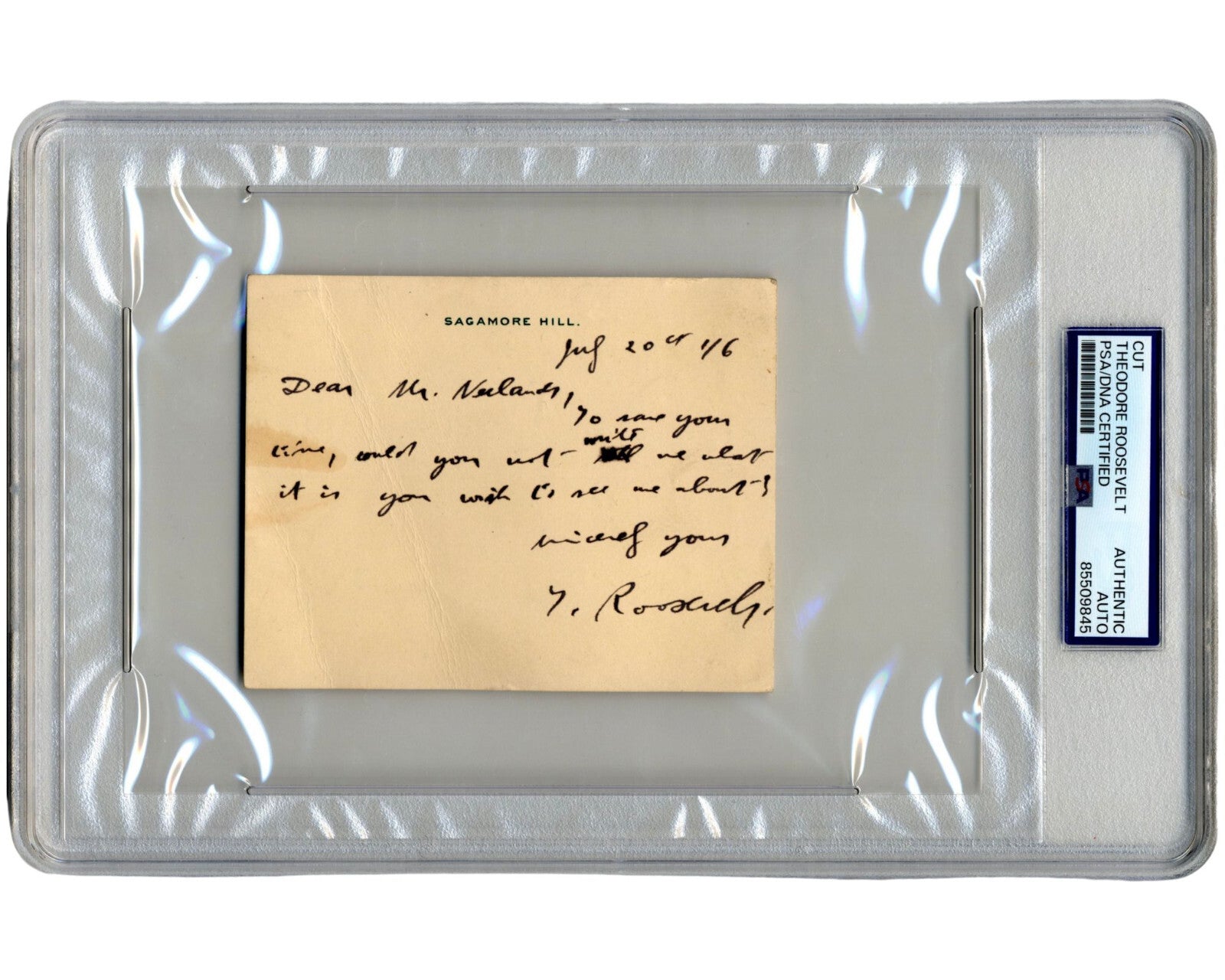 President Theodore Roosevelt Signed Handwritten Letter from Sagamore! PSA Auto