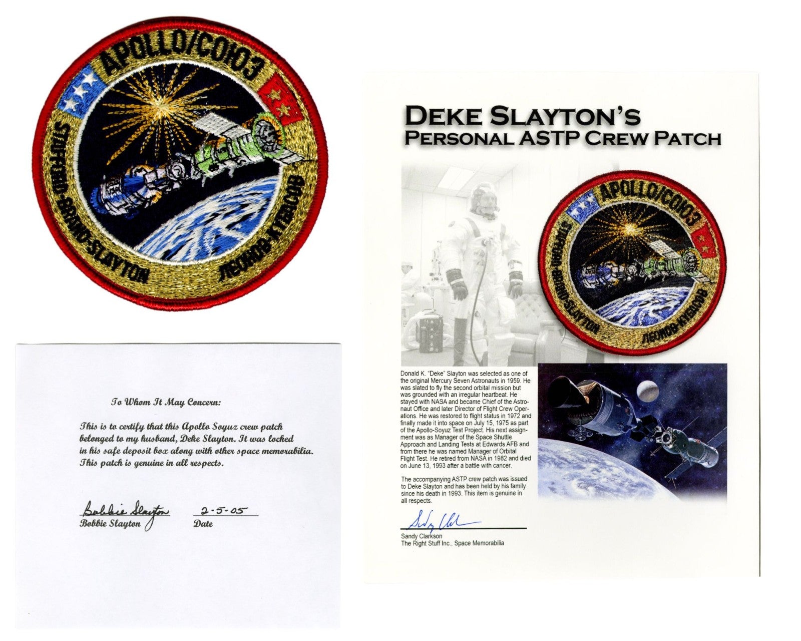 Deke Slayton Personally Owned Apollo-Soyuz Test Project (ASTP) Crew Patch