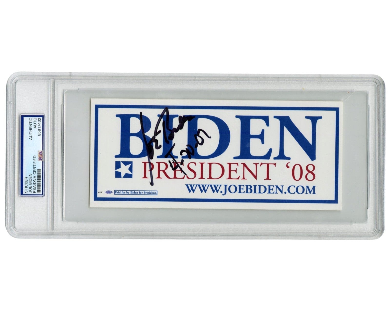 President Joe Biden "For President" Signed Bumper Sticker PSA Auto