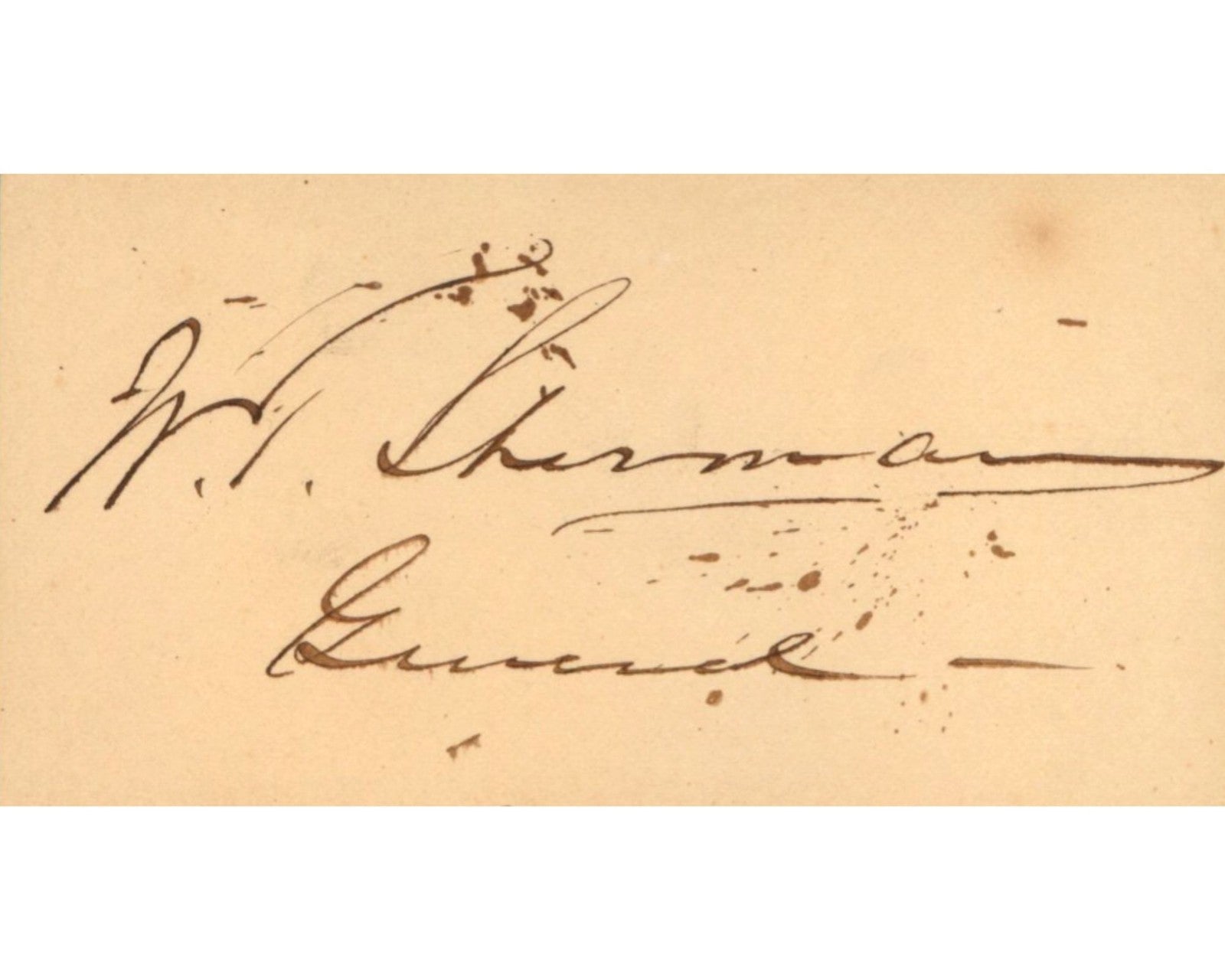General W.T. SHERMAN Signed Display PSA Auto - Union Civil War Hero on Horse!