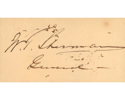 General W.T. SHERMAN Signed Display PSA Auto - Union Civil War Hero on Horse!