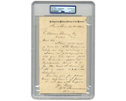 General W.T. SHERMAN Signed Letter on Fredericks St. Cabinet Card & NY Hotel PSA