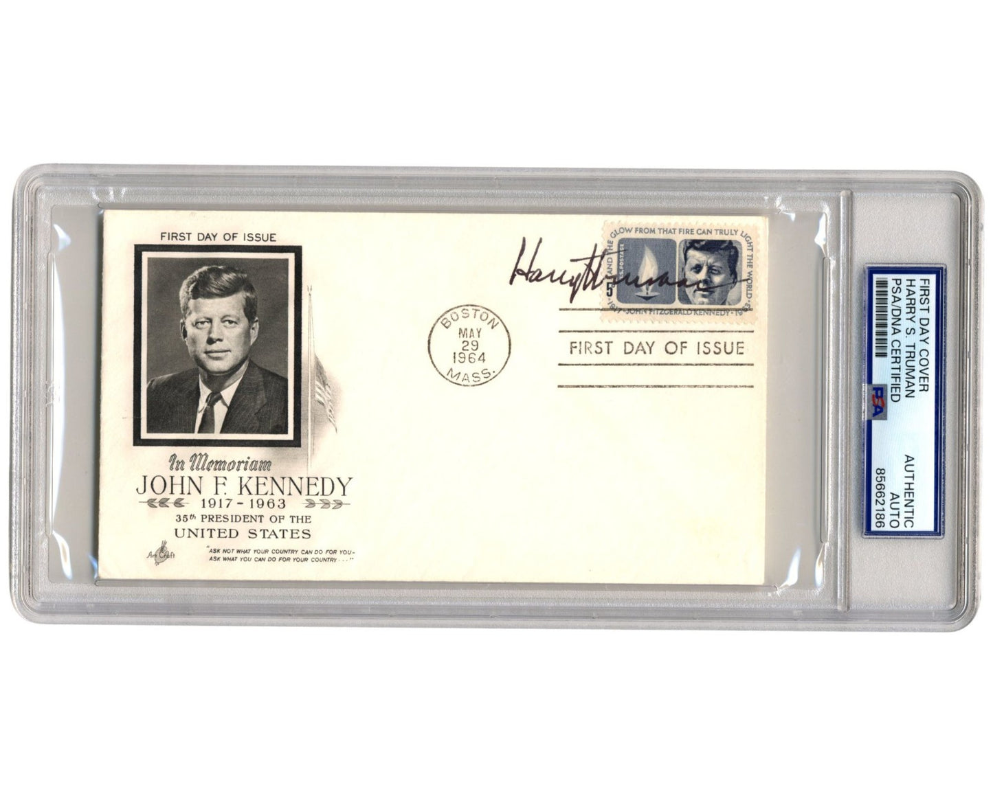 President HARRY TRUMAN Signed JFK First Day Cover PSA - Bold Autograph!