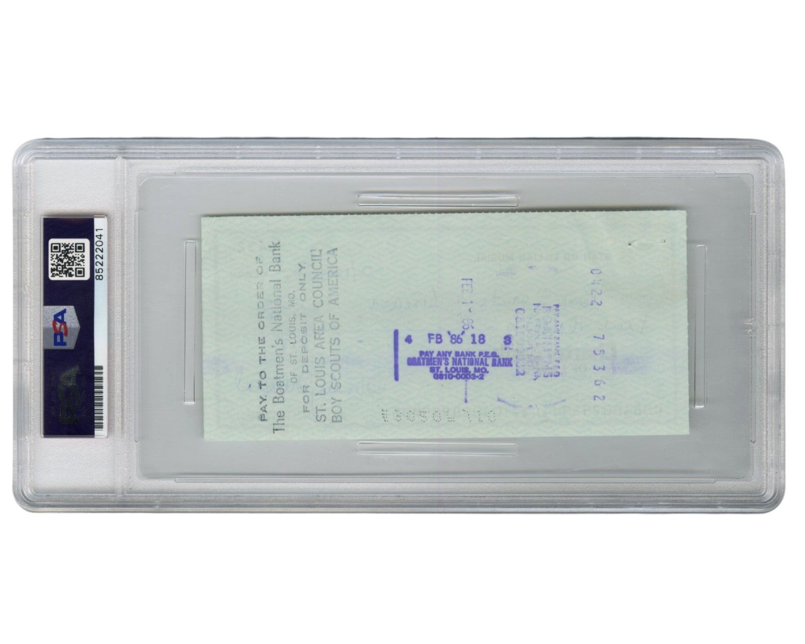 Stan Musial Signed Check to Boy Scouts! PSA Gem Mint 10