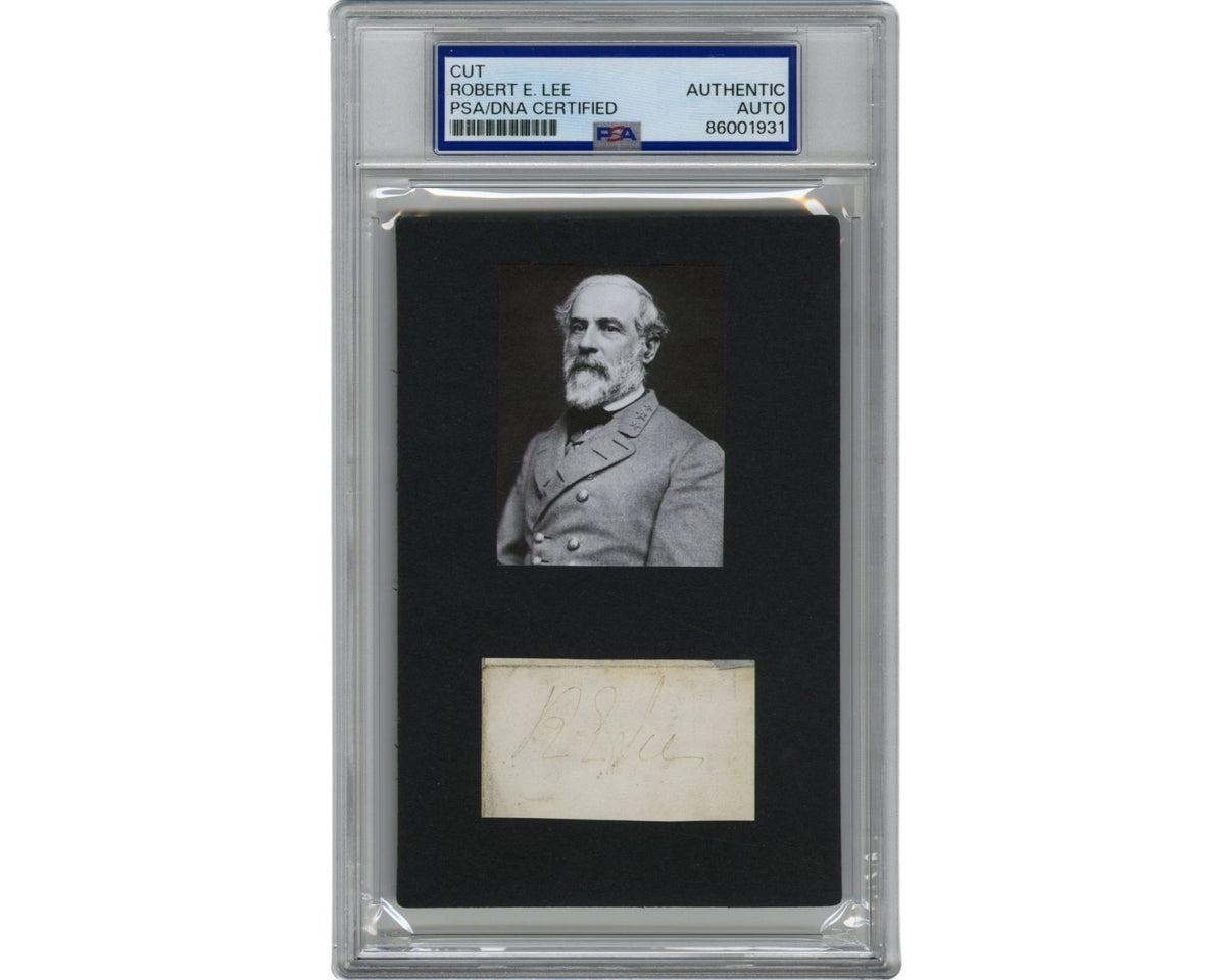 Confederate General Robert E. Lee Signed Cut Display PSA Auto