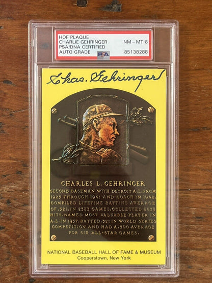 Charles “Charlie” Gehringer Signed HOF Post Card PSA NM-MT 8 Auto