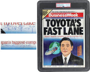 "Toyota's" Shoichiro Toyoda 2x Signed Business Week Magazine Cover PSA 8 Auto