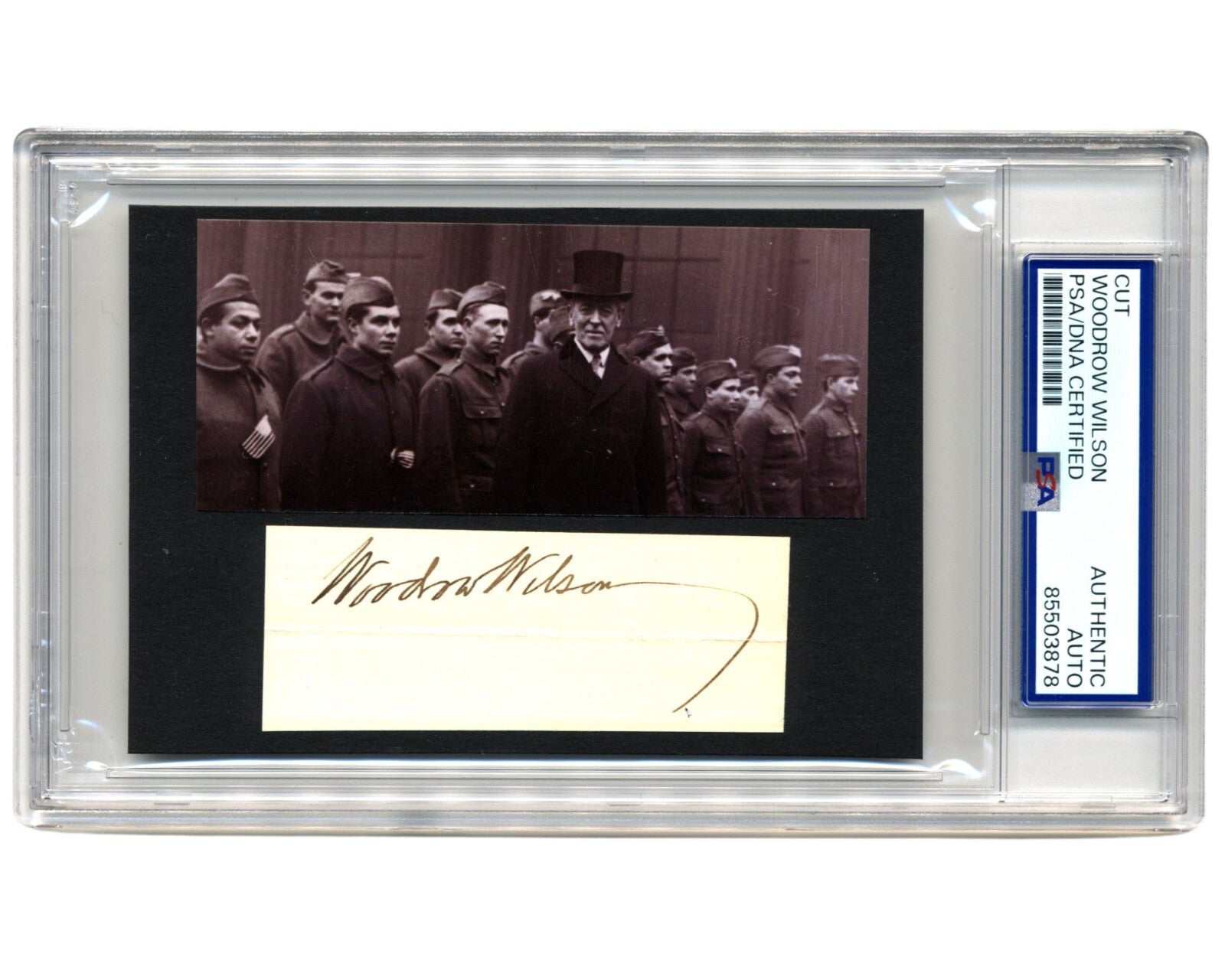 President WOODROW WILSON Signed Cut Display! - Great WWI Photo! PSA Auto
