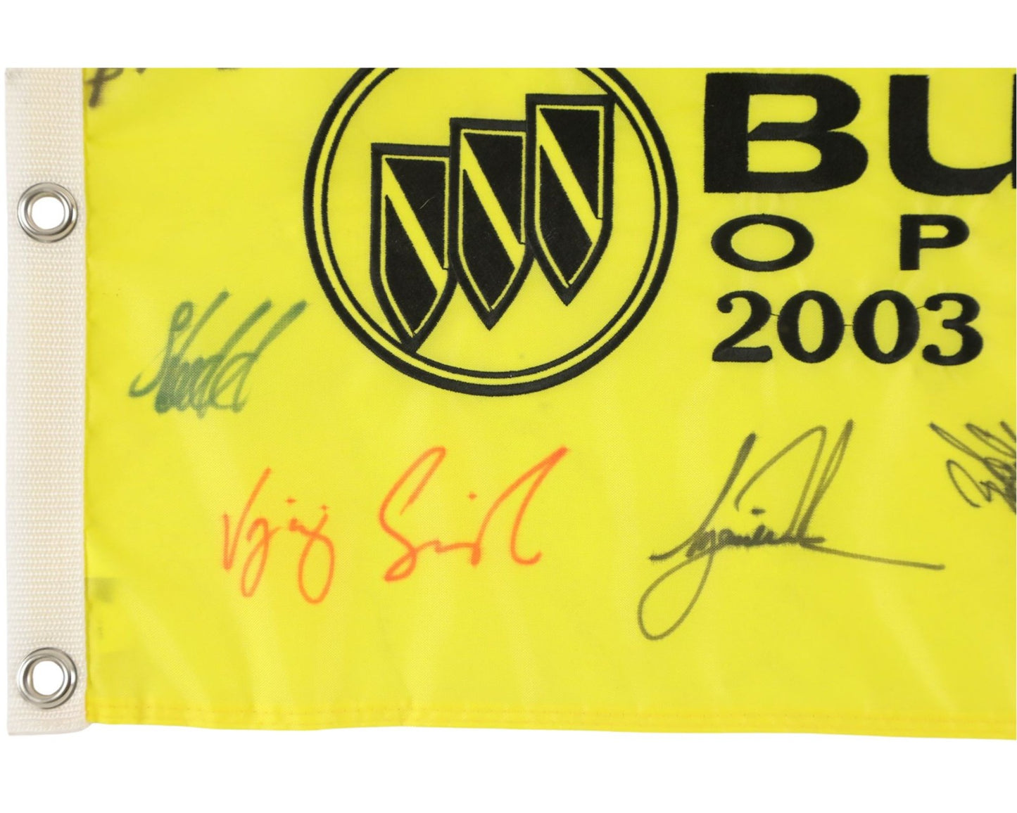 Tiger Woods, Vijay Singh & 14 More Signed 2003 Buick Open Flag PSA Auto