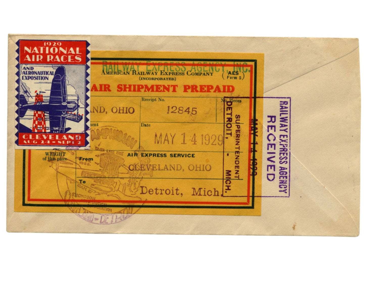 Amelia Earhart Flown "First Flight Over Lake Erie" Cover - Cleveland to Detroit!