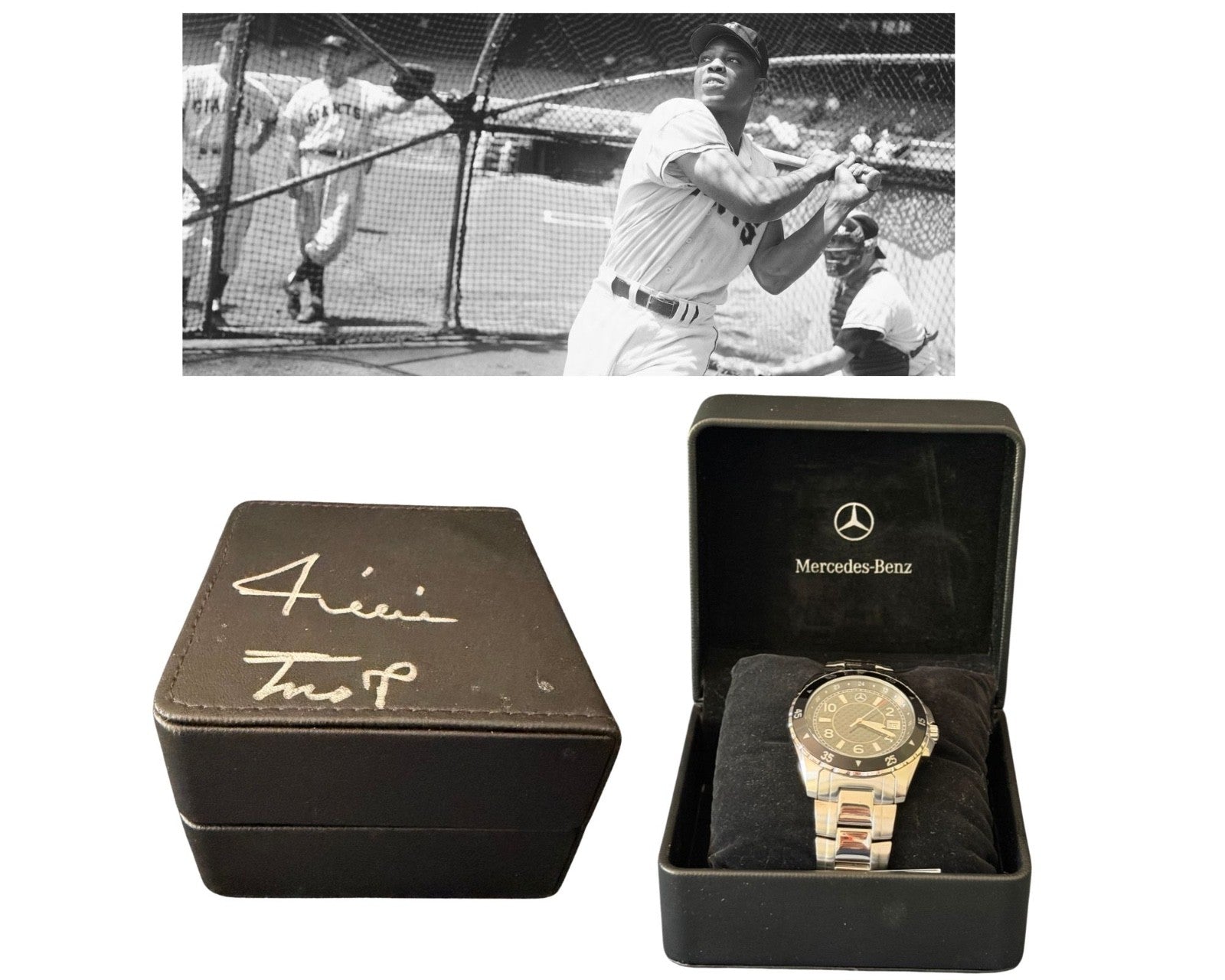 Willie Mays Personal Mercedes-Benz Watch with Autographed Box Ex. Mays Estate