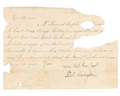 Declaration of Independence Signer Philip Livingstone Bold Signed Document BAS