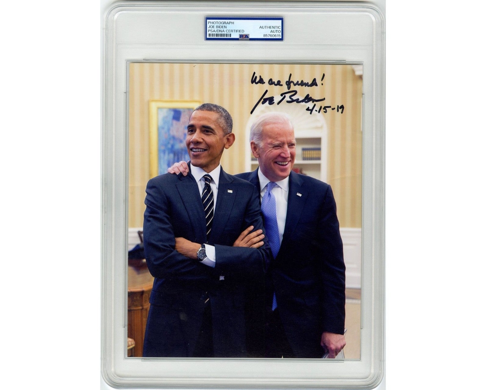President Joe Biden w/ Obama Unique Signed Photo "We Are Friends" PSA Auto