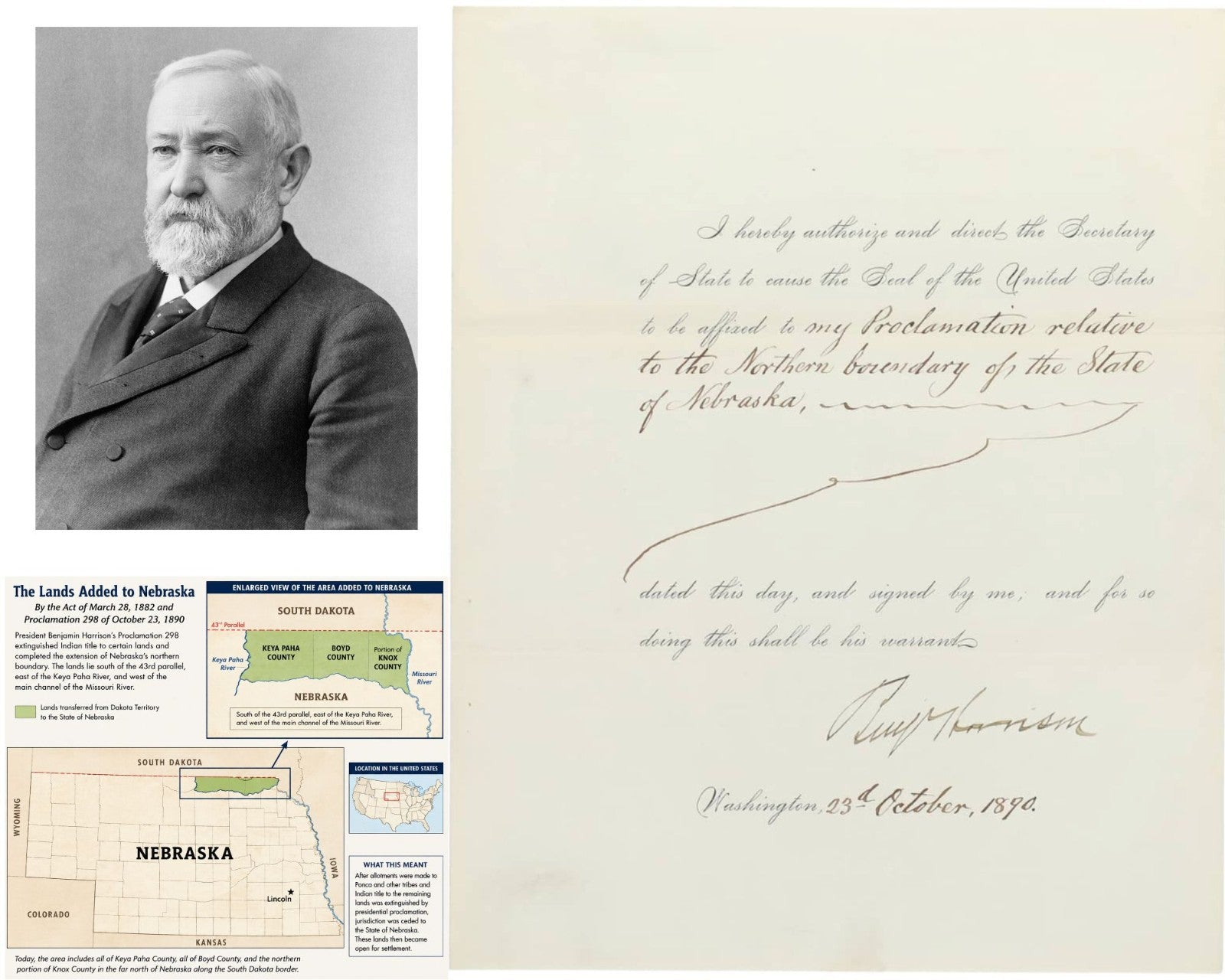 President Benjamin Harrison Signed Doc Removes Indian Title Extends Nebraska JSA