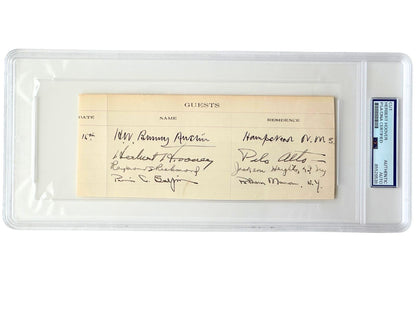President Herbert Hoover Signed Guest Registrar Inscribed "Palo Alto" PSA Auto