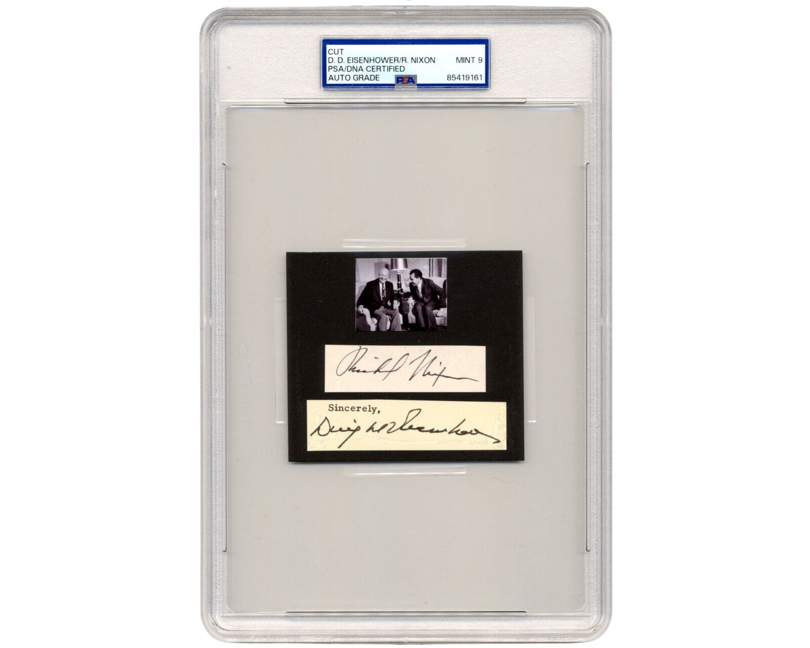 President Dwight Eisenhower & Richard Nixon Signed Display PSA Mint 9