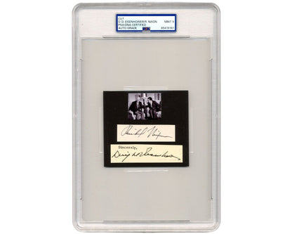 President Dwight Eisenhower & Richard Nixon Signed Display PSA Mint 9