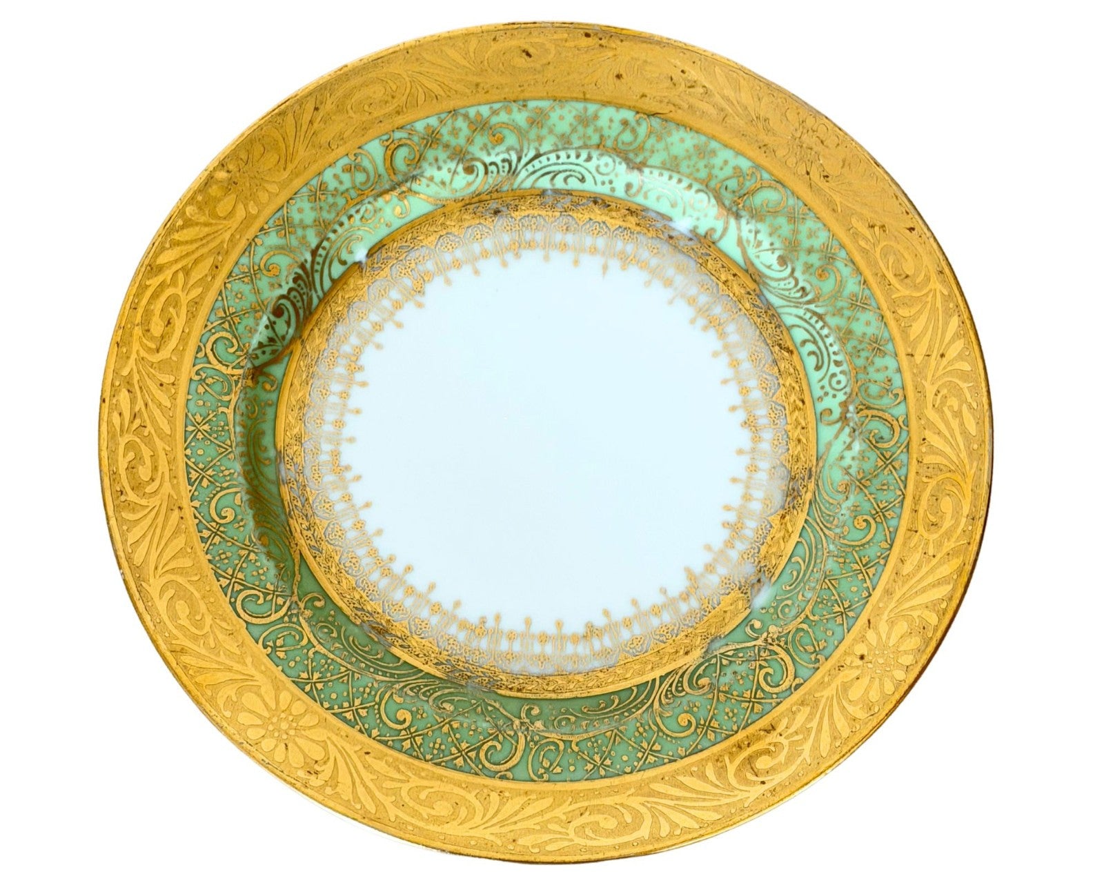 Al Capone's Gorgeous Gilt & Turquoise Porcelain Plate Ex. Capone Estate