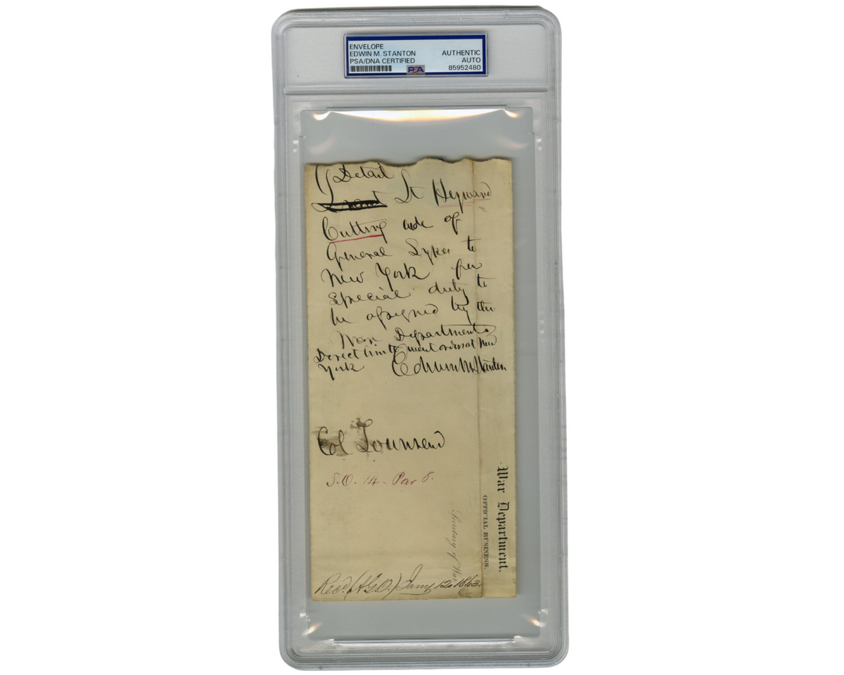 Edwin Stanton Signed Envelope Directing Sykes Days After Emancipation! PSA