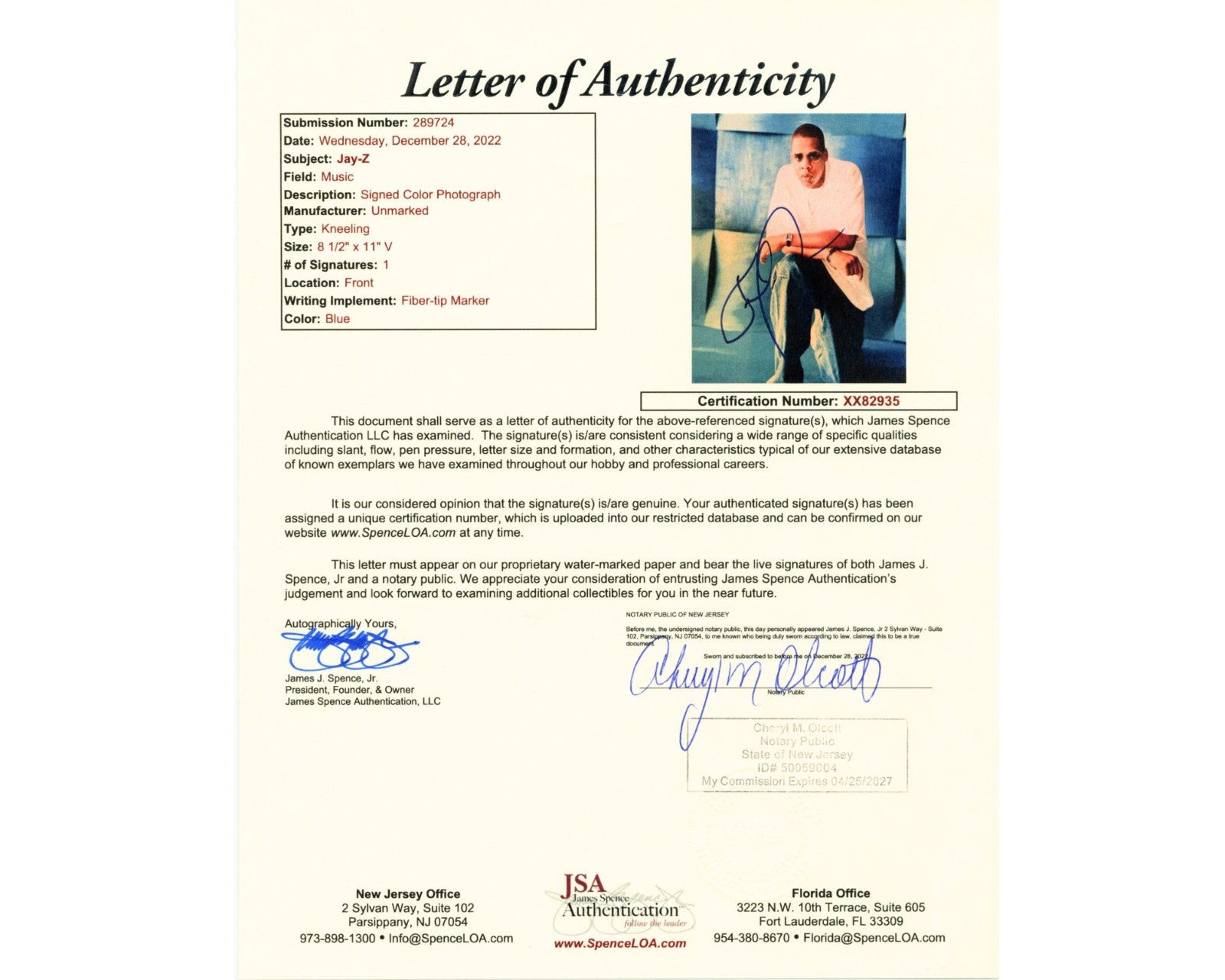 Fantastic '90s Era Jay Z Signed Photo JSA Authentic Auto - Hip Hop Icon