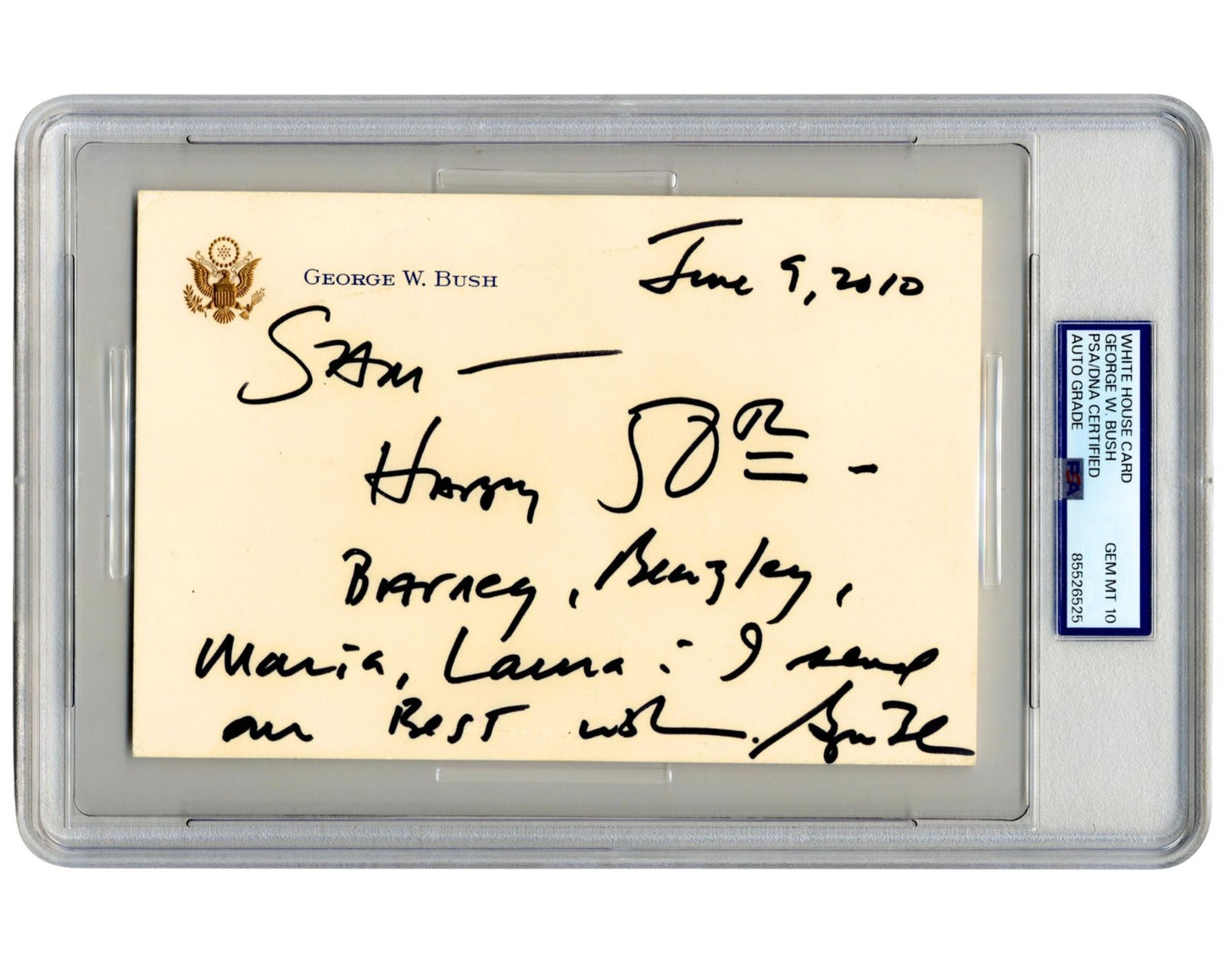 President George W. Bush Signed Handwritten Letter to W.H. Valet PSA Gem Mint 10