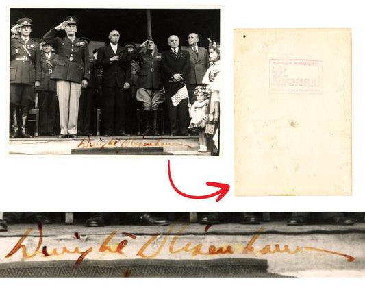 President DWIGHT EISENHOWER Signed Original Photograph Saluting U.S. Flag JSA