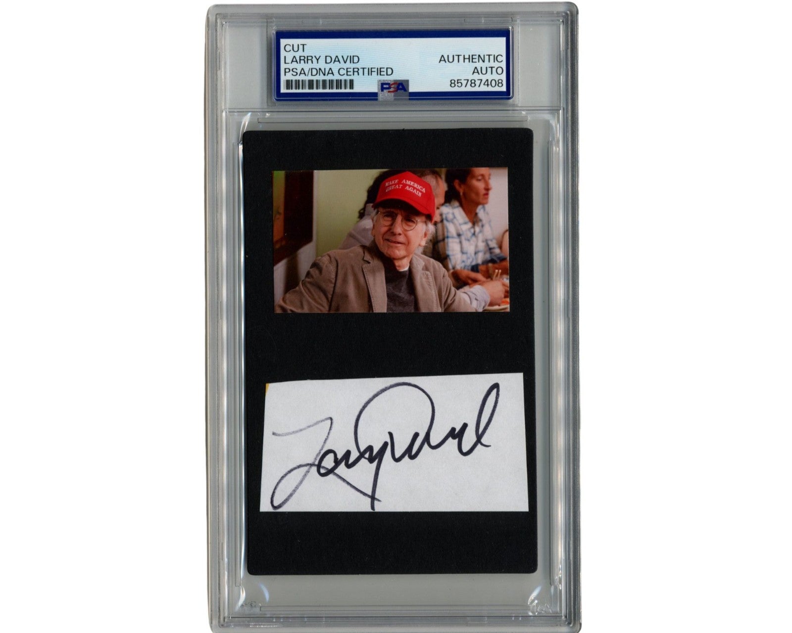 Larry David Signed Display in MAGA Hat! - Curb Your Enthusiasm & Seinfeld! PSA
