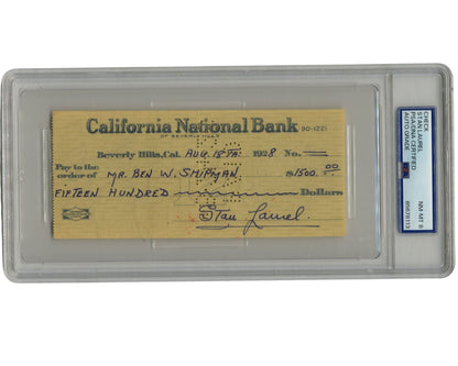 Laurel & Hardy Star Stan Laurel Bold Signed Check PSA 8