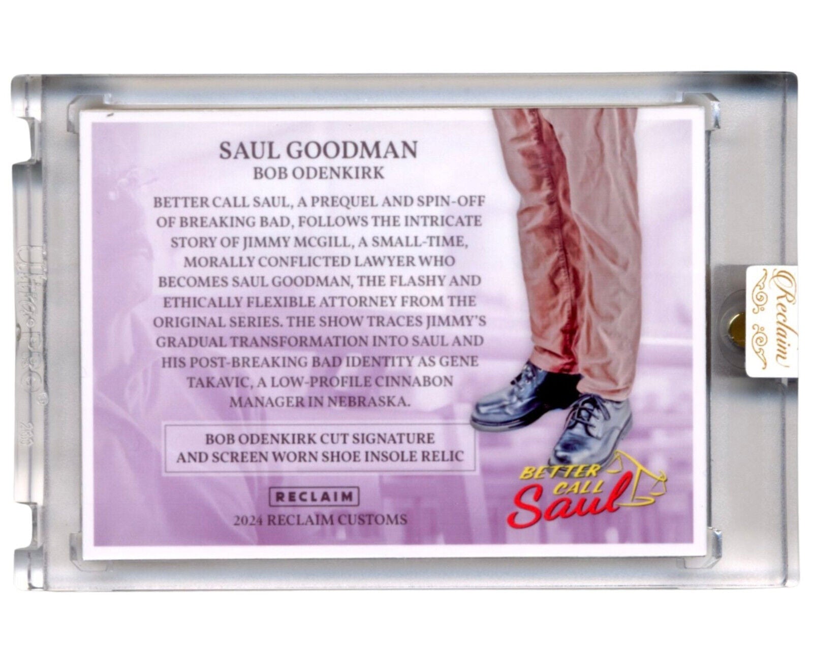 Bob Odenkirk Signed Screen-Worn Shoe Card By Reclaim from Better Call Saul! Auto