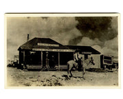 Antique RPPC Real Photo Postcard of Judge Roy Bean atop Horse at Saloon!