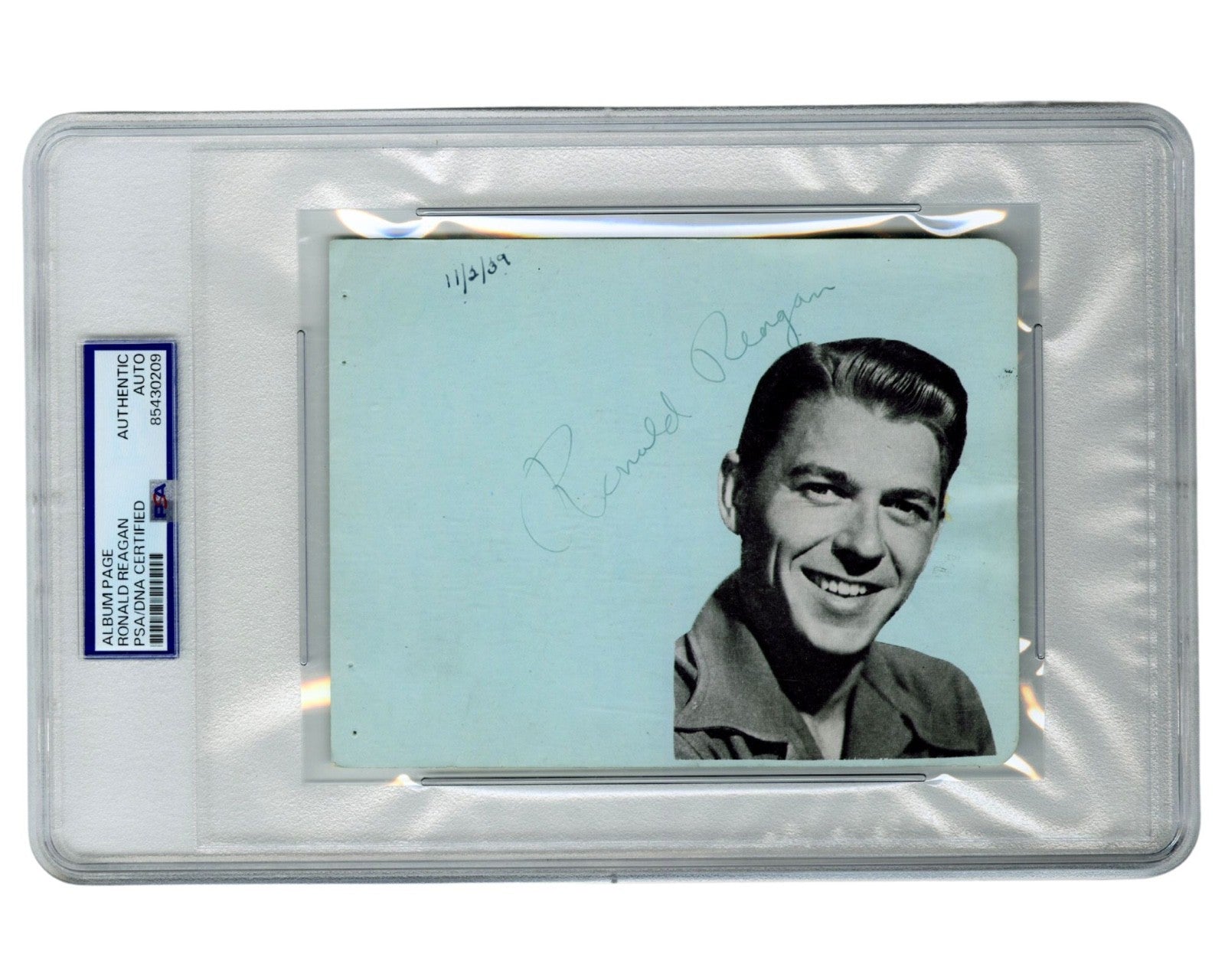 President Ronald Reagan Signed Cut Autograph w/ Portrait from Acting Days PSA