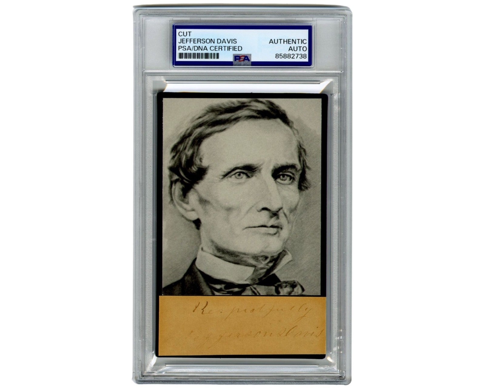 Confederate President Jefferson Davis Signed Cut Display PSA
