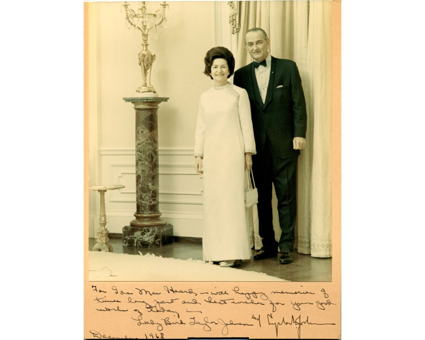 President Lyndon B. Johnson & Lady Bird Signed Photograph PSA Mint 9 Autograph