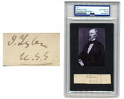 President John Tyler Signed "U.S.S." Cut Signature Display, Bold PSA Auto