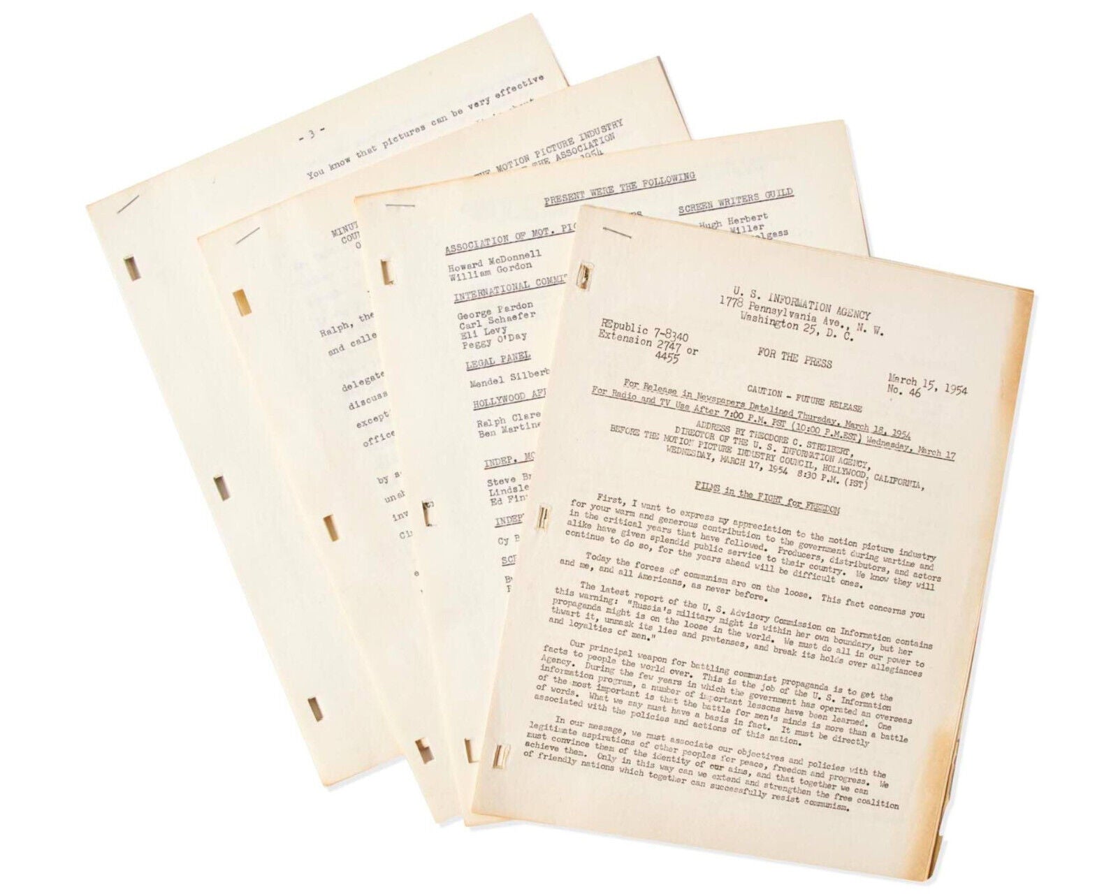 President RONALD REAGAN Signed Doc. on Entertainments Role to "Resist Communism"