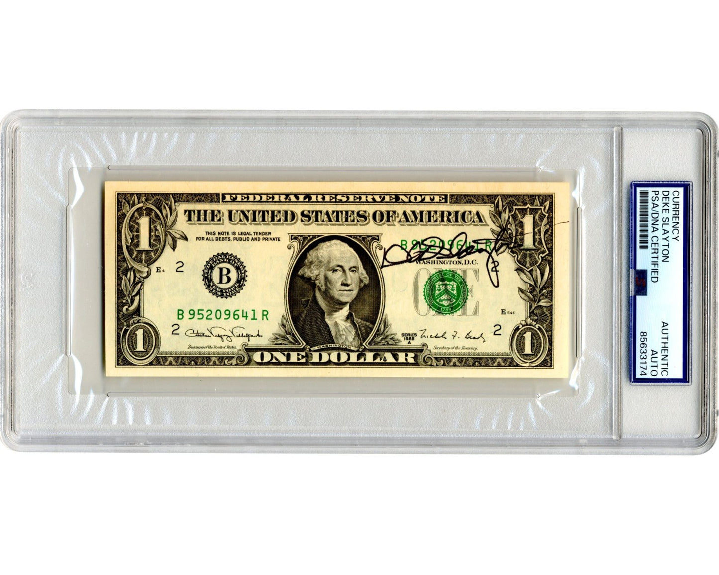 Mercury 7 Astronaut Deke Slayton Signed Currency $1 Dollar Bill PSA Auto