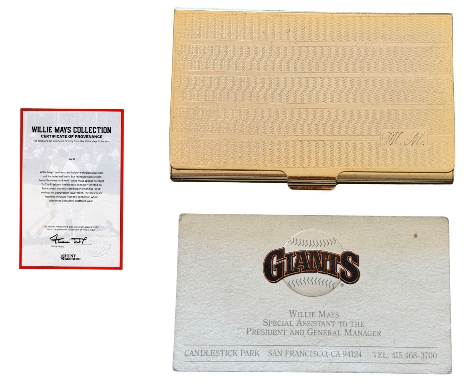Willie Mays Personal Engraved Business Card Case, SF Giants Card Ex. Mays Estate