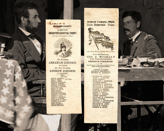 Abraham Lincoln & McClellan Ohio Soldiers Ballots for 1864 Pres. Election Ticket