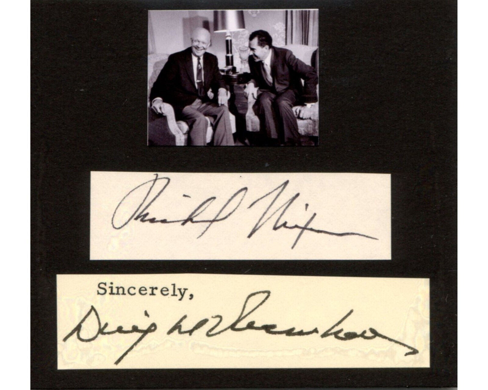 President Dwight Eisenhower & Richard Nixon Signed Display PSA Mint 9