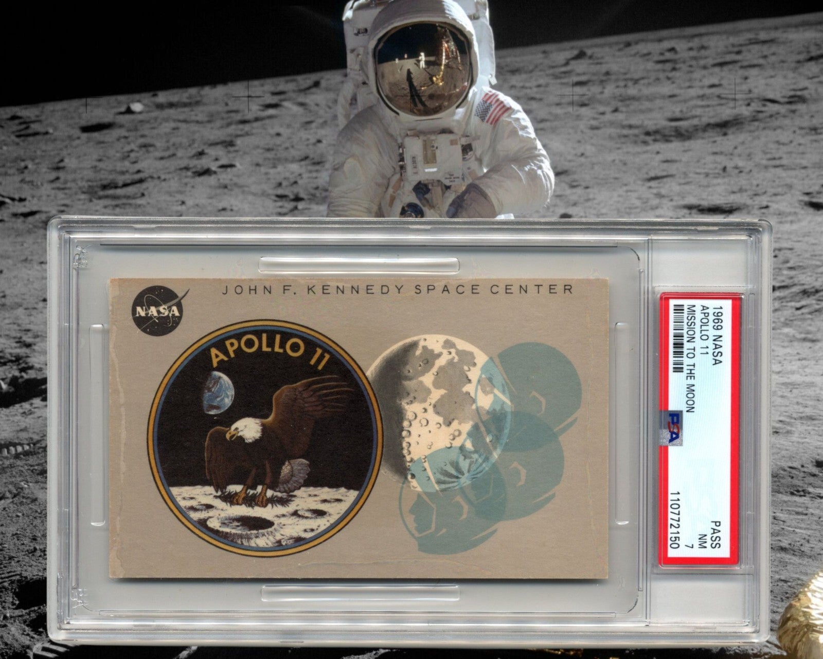 1969 APOLLO 11 Launch Pass / Ticket For NASA Mission to the Moon PSA 7