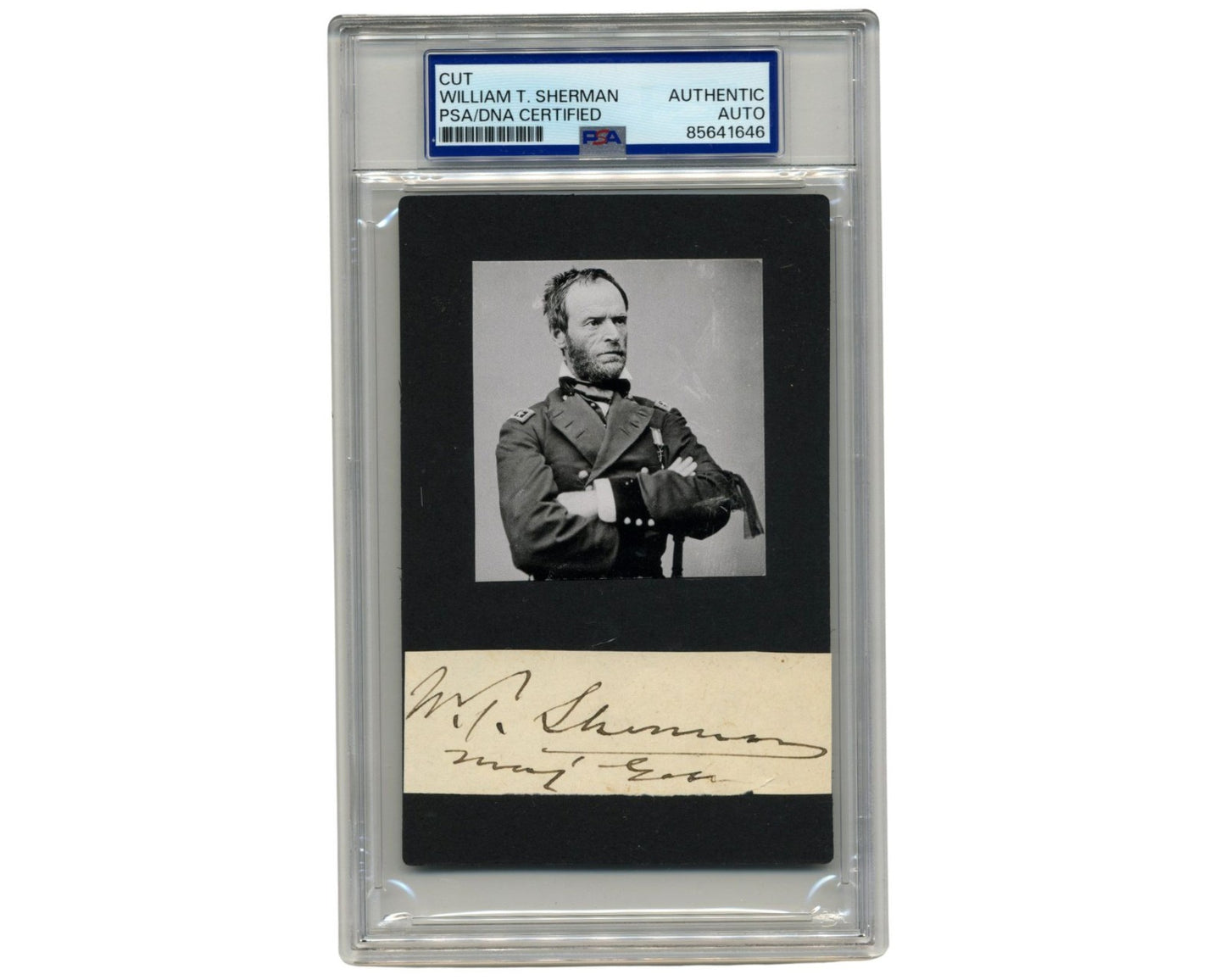 General W.T. SHERMAN Signed Display PSA Auto - Union Civil War Hero!