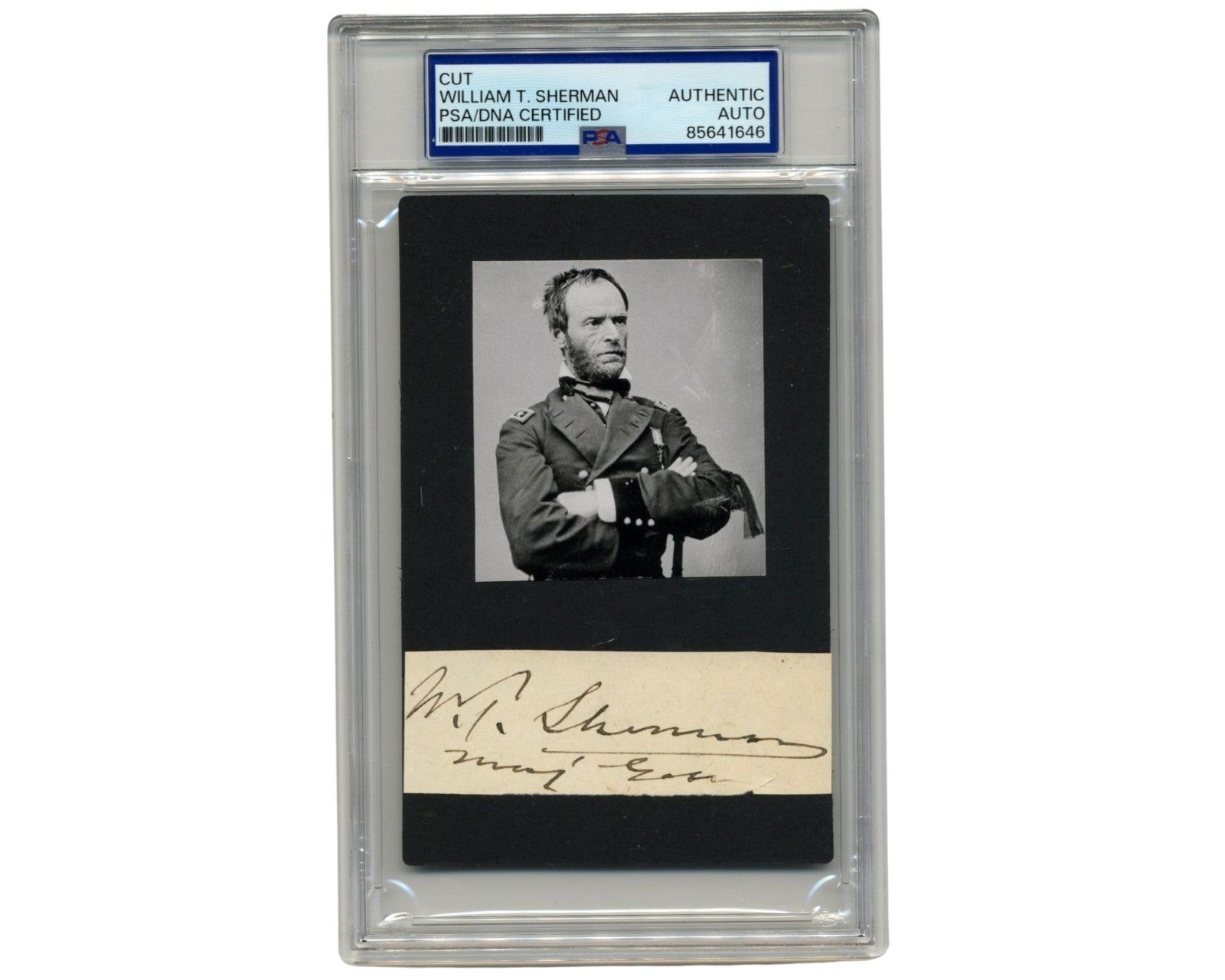 General W.T. SHERMAN Signed Display PSA Auto - Union Civil War Hero!