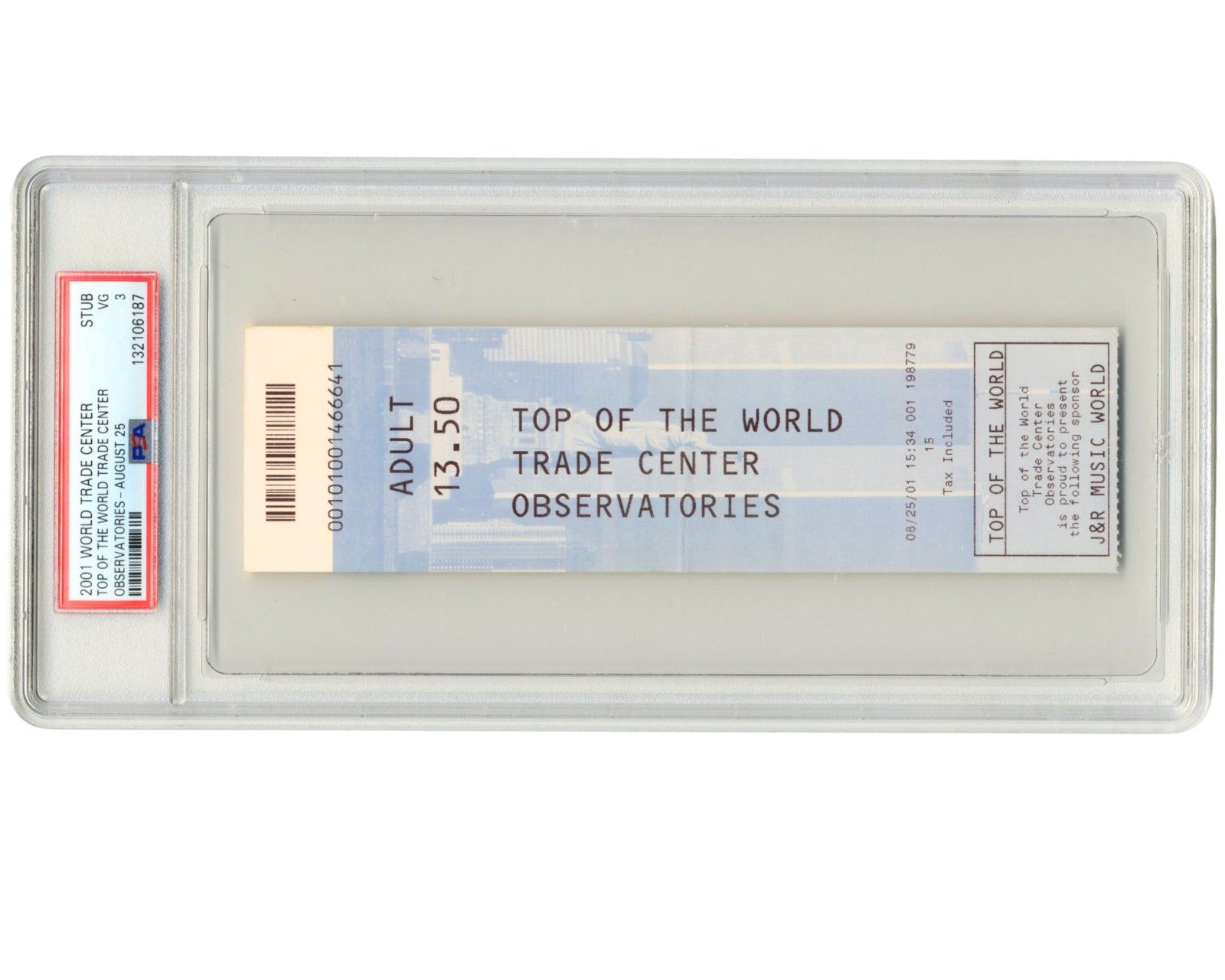 World Trade Center Observatory Ticket PSA 3 - 8/25/01 - 17 Days Prior to 9/11